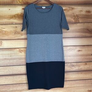 LuLaRoe Julia Dress Women Medium Colorblock T-Shirt Short Sleeve Bodycon Stretch